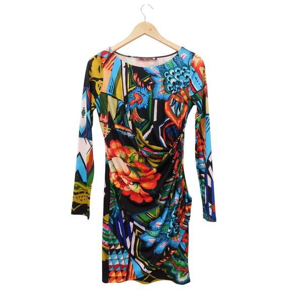 Desigual Women's Floral Rosita Long Sleeves Stretch‎ Mini Dress Size Small - Picture 1 of 6